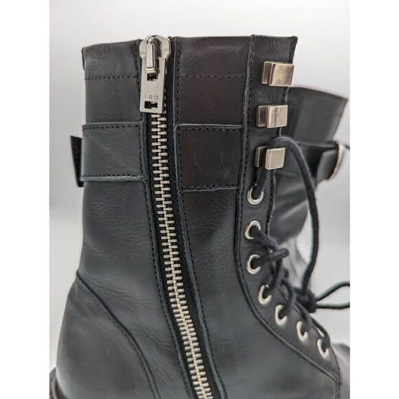 IRO Jaudie black leather combat boots size EU 38 - Picture 5 of 8